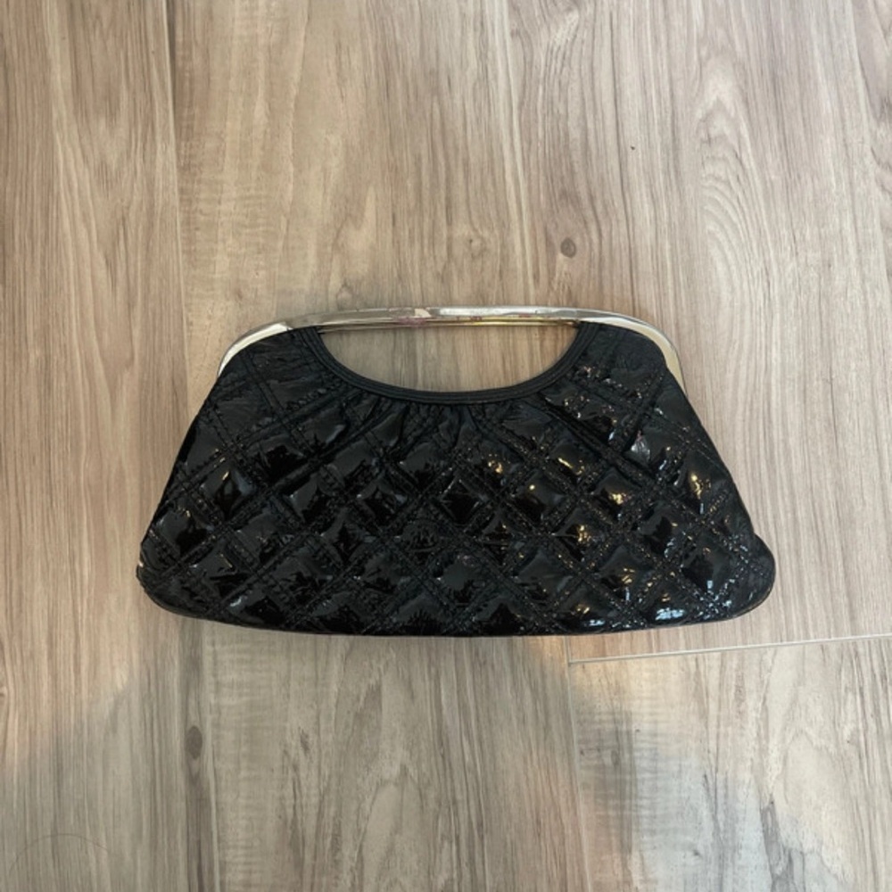 Express Black Quilted Clutch with Silver Handle